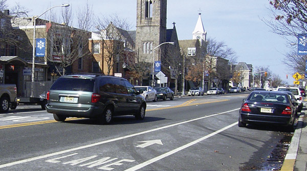 City street with bike lane